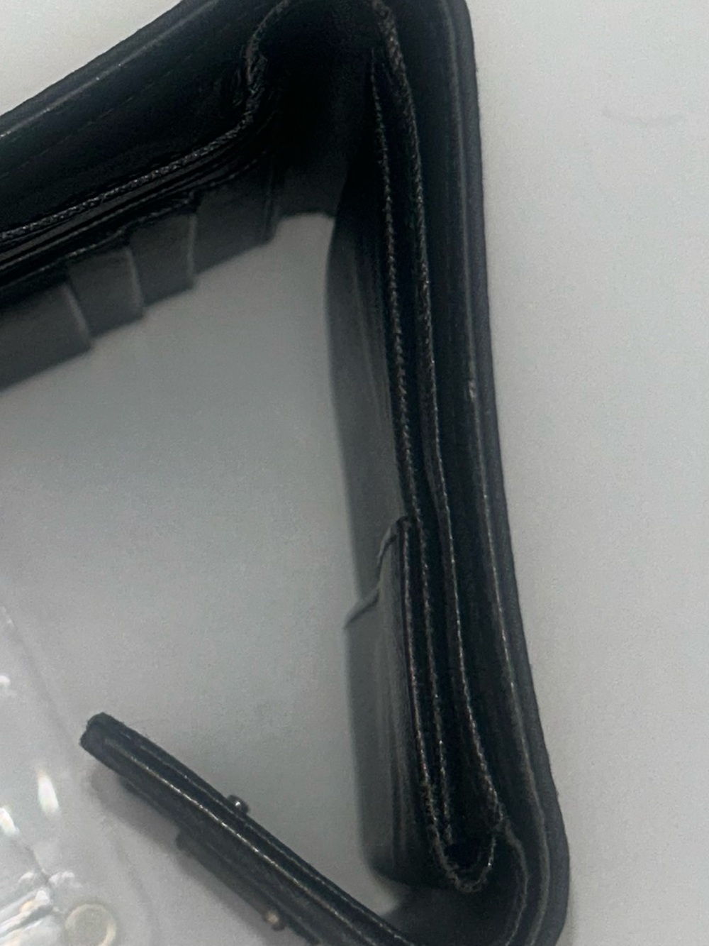 Prada Vintage Black Tessuto Nylon Saffiano Leather Trifold Wallet - Picture 9 of 11